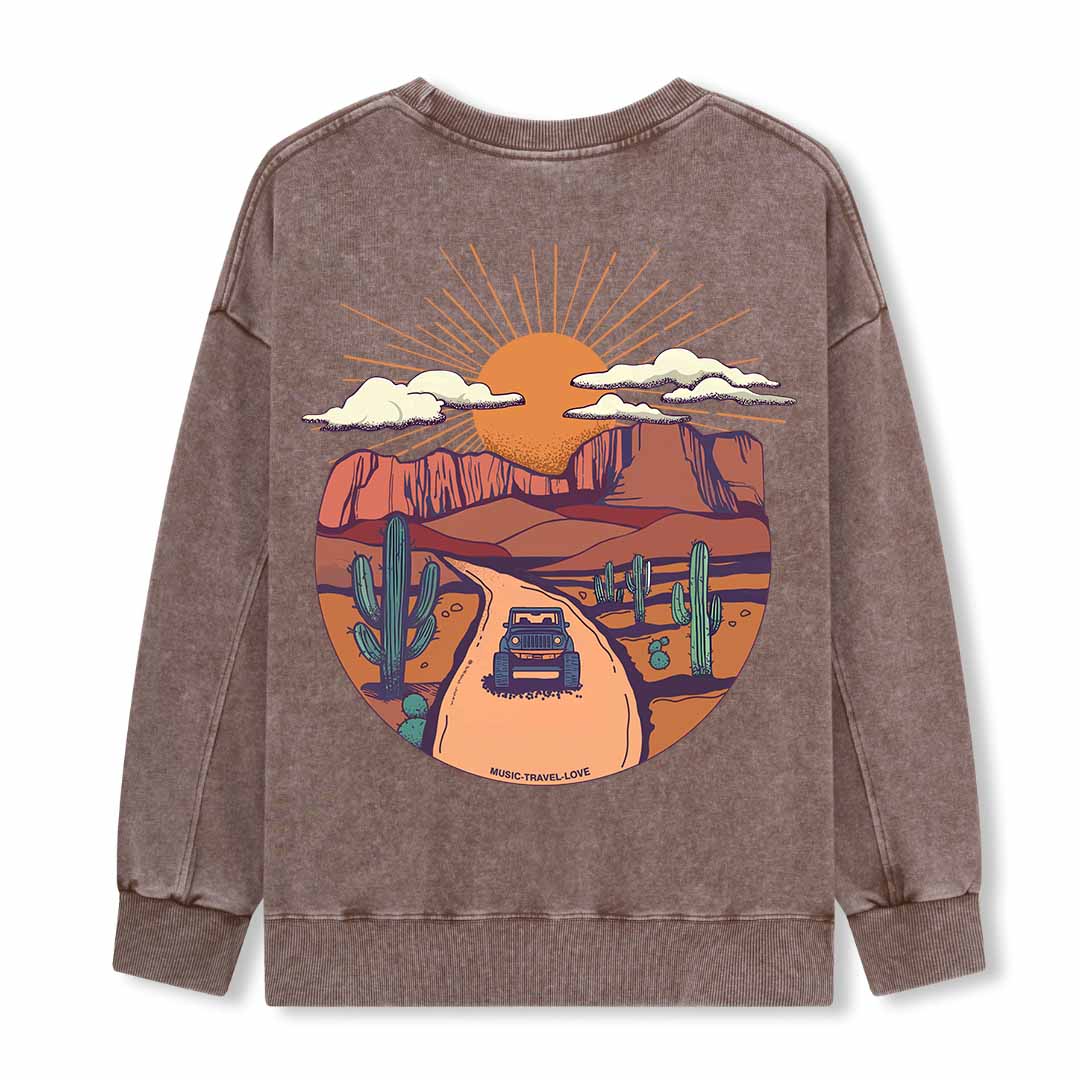 Go Hiking With Music Washed Sweatshirt