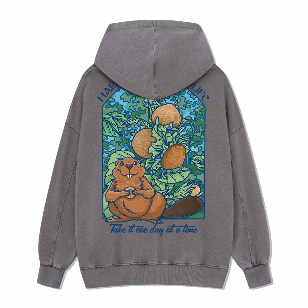 Happy Mind Happy Life Washed Hoodie