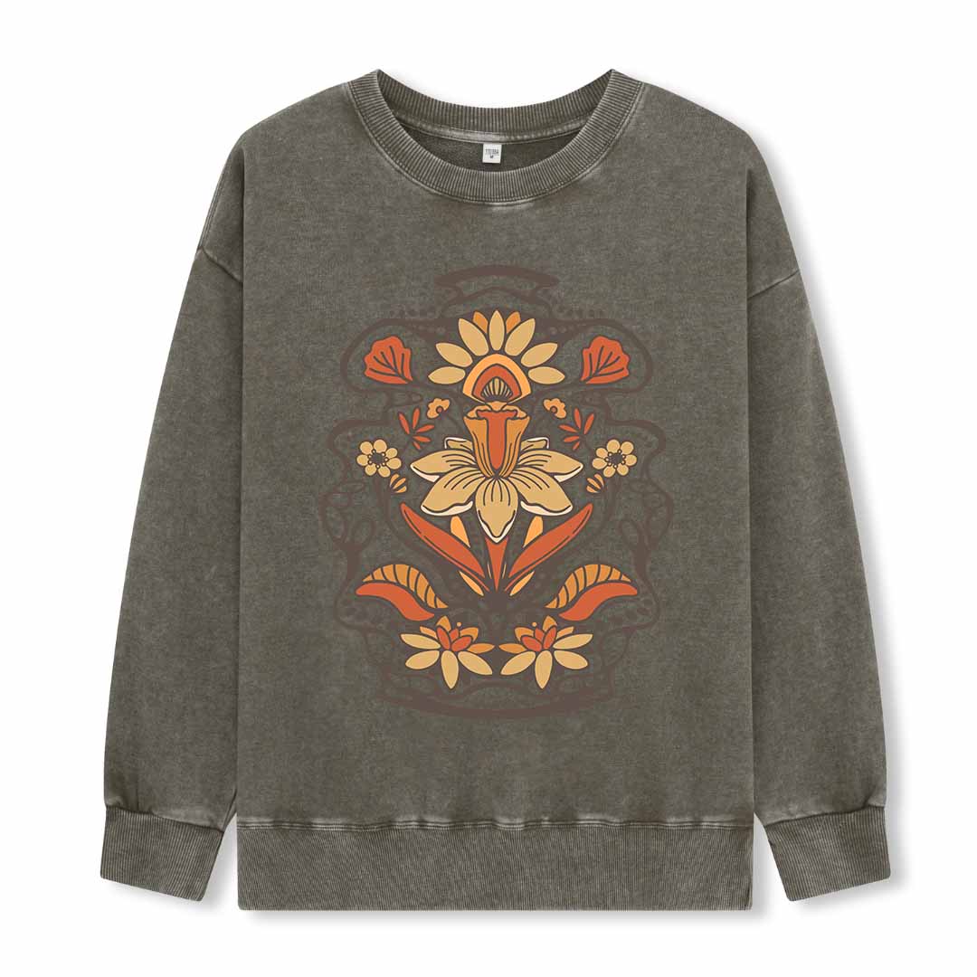 Spring Flower Washed Sweatshirt