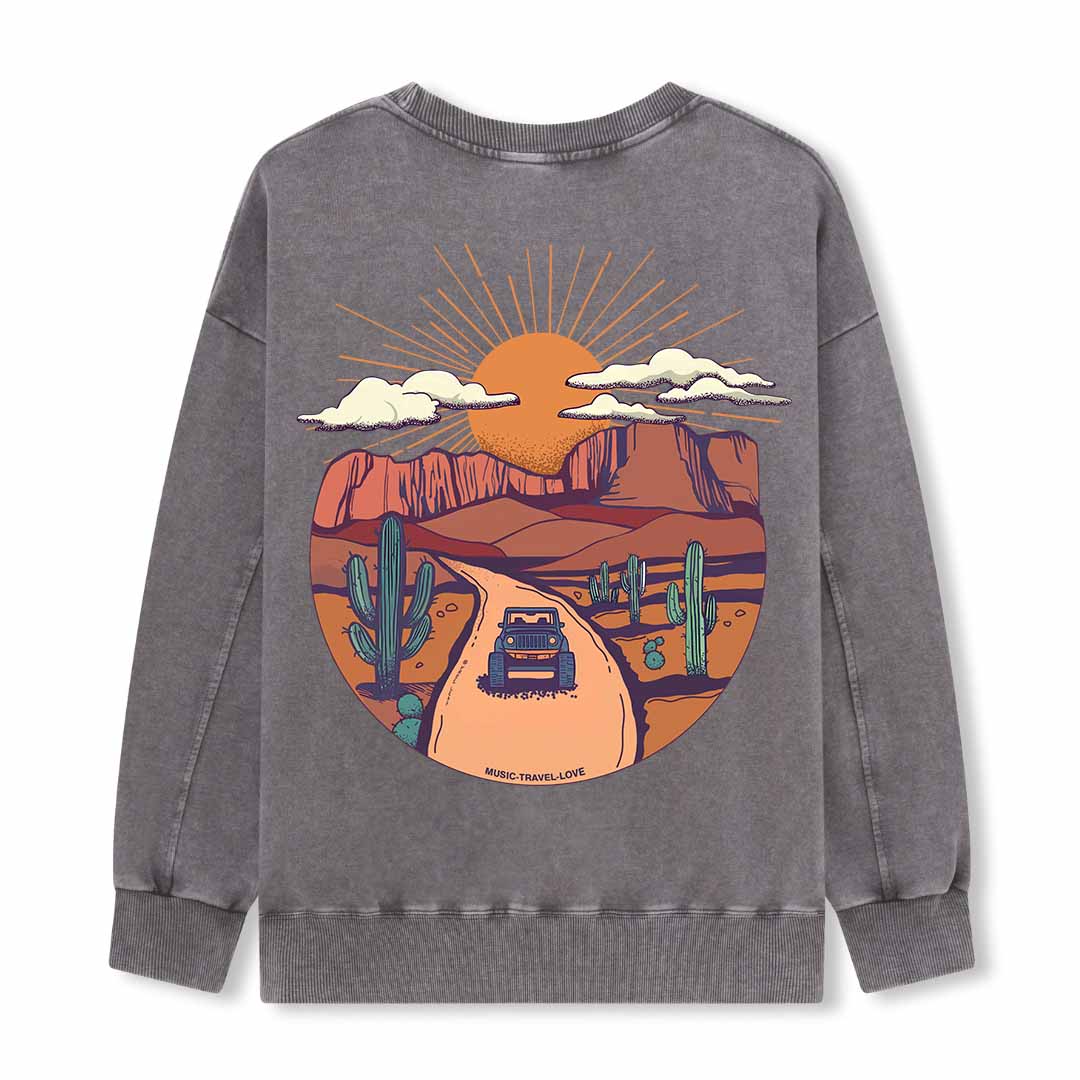 Go Hiking With Music Washed Sweatshirt