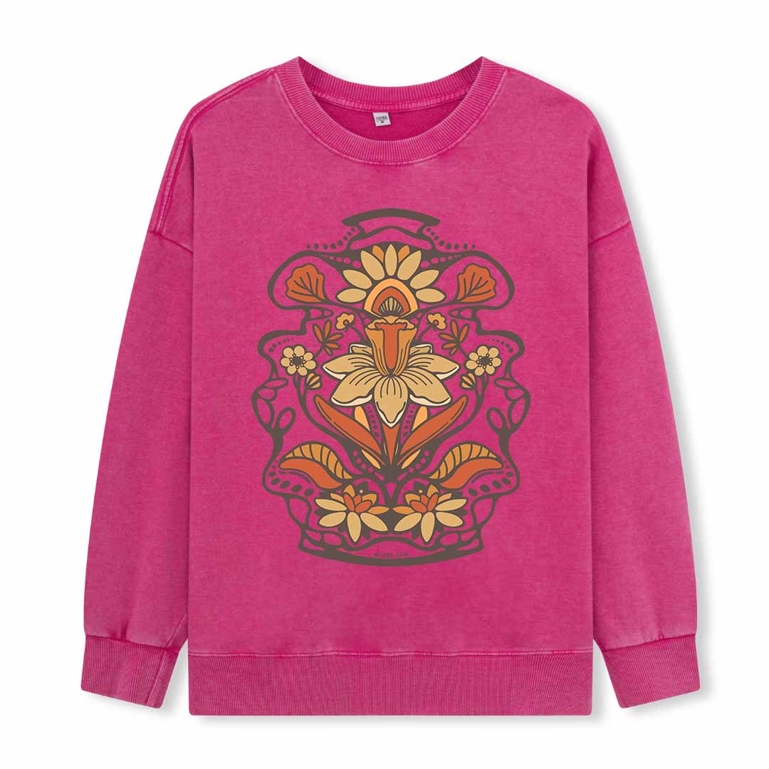 Spring Flower Washed Sweatshirt