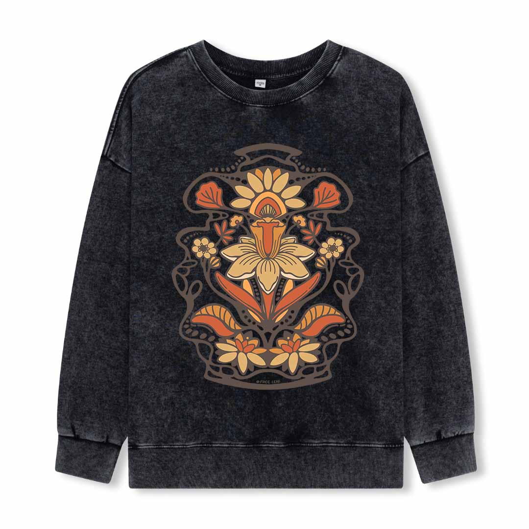 Spring Flower Washed Sweatshirt