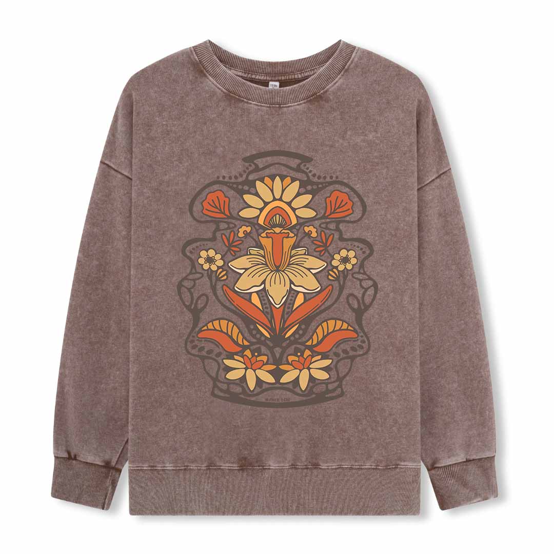 Spring Flower Washed Sweatshirt