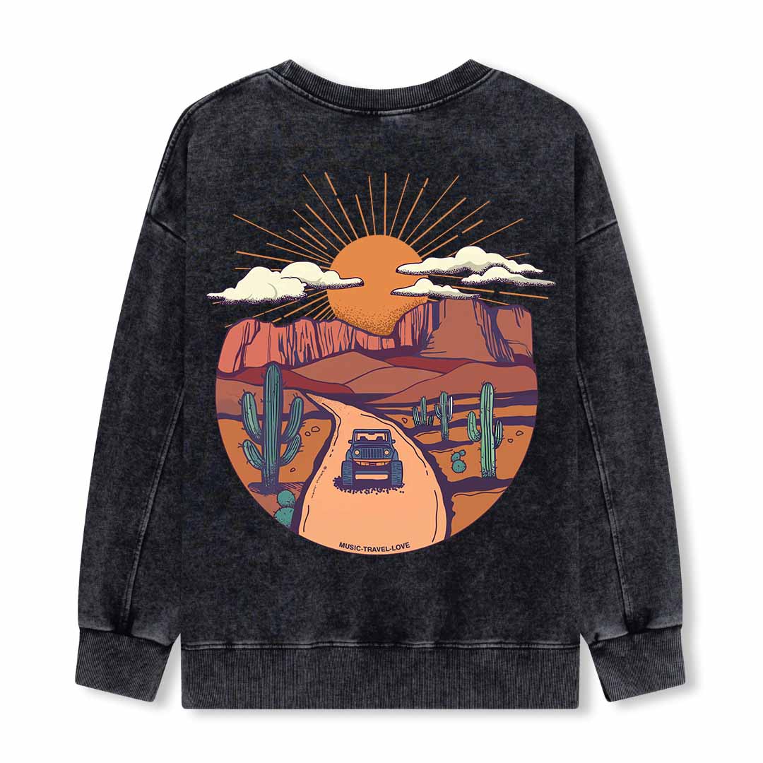 Go Hiking With Music Washed Sweatshirt