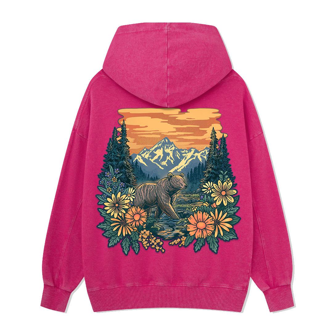 Go Into Nature Back-printed Washed Hoodie