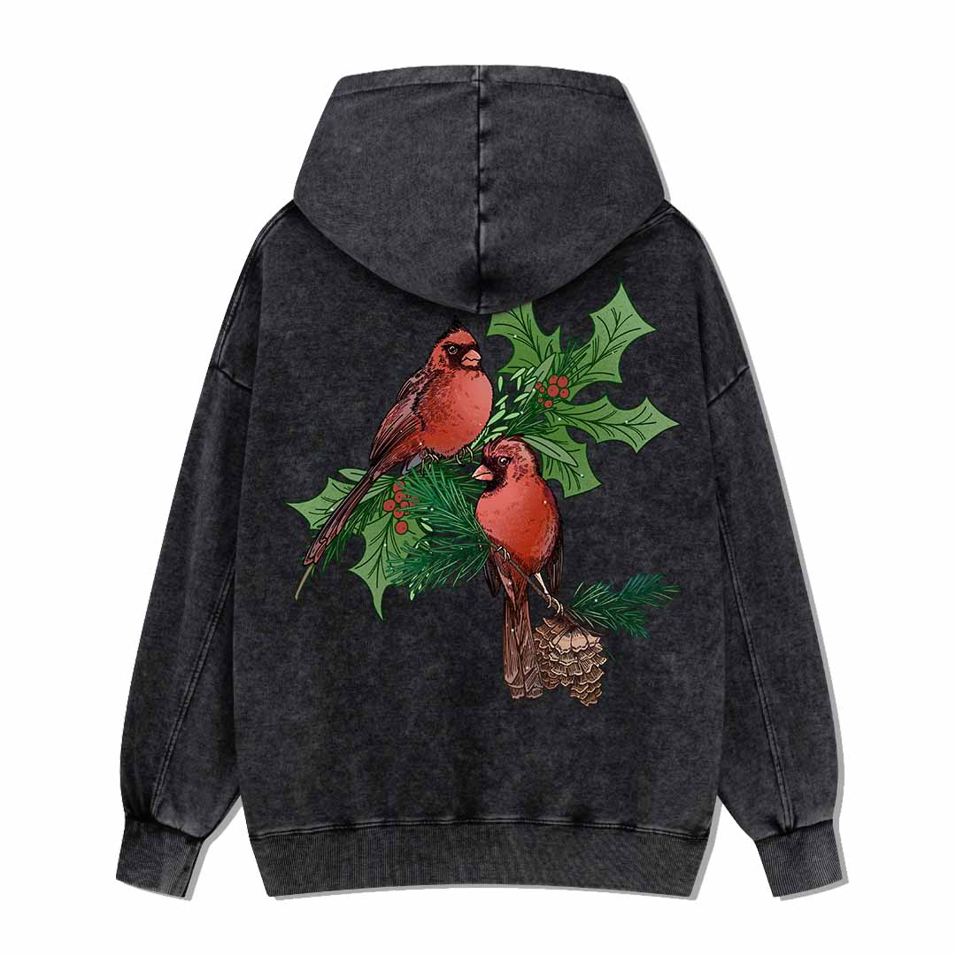 Christmas Cardinal Washed Hoodie