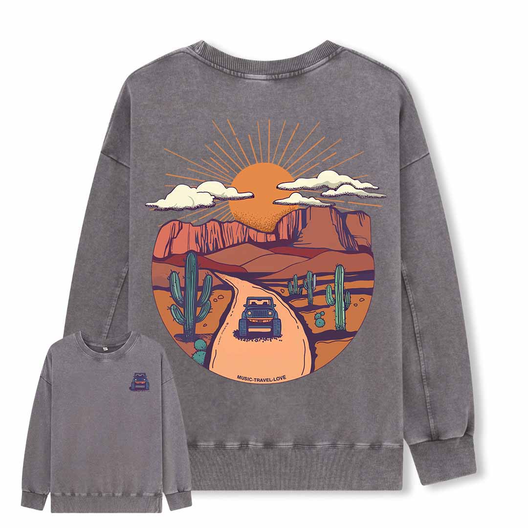 Go Hiking With Music Washed Sweatshirt