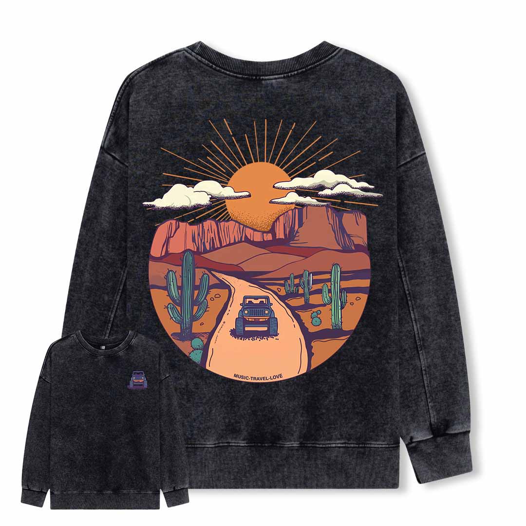 Go Hiking With Music Washed Sweatshirt