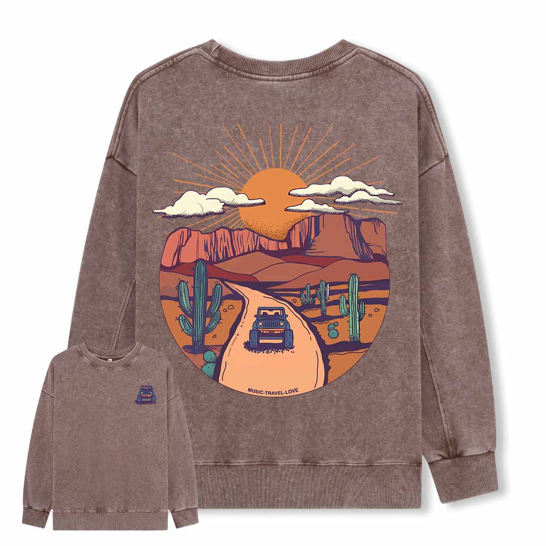 Go Hiking With Music Washed Sweatshirt