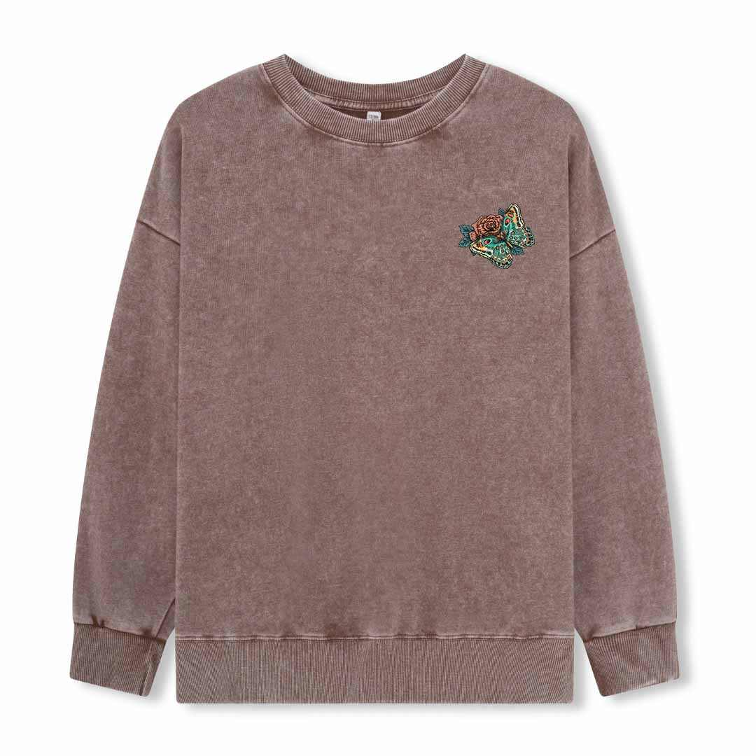 Floral Skull Washed Sweatshirt