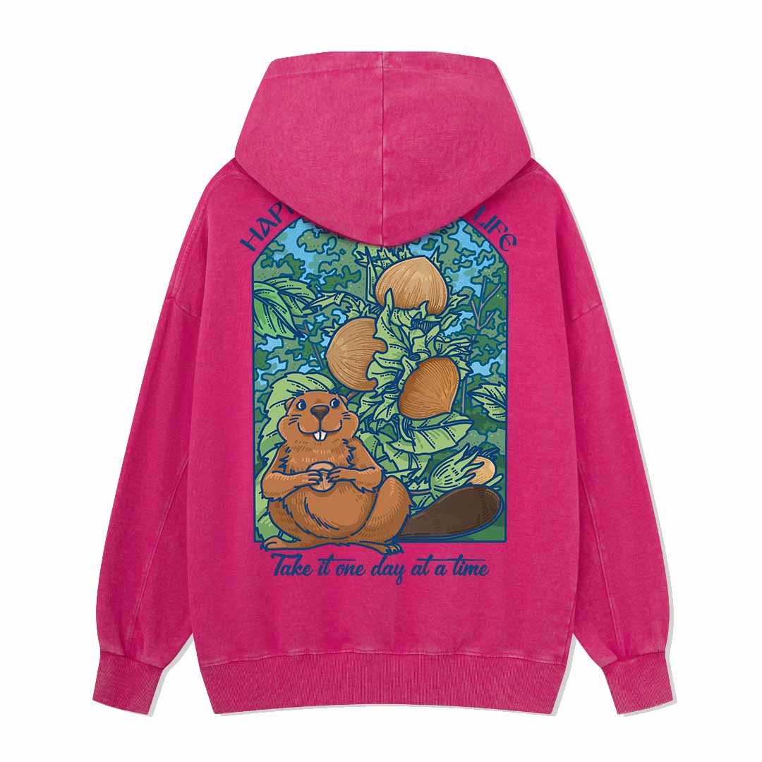 Happy Mind Happy Life Washed Hoodie