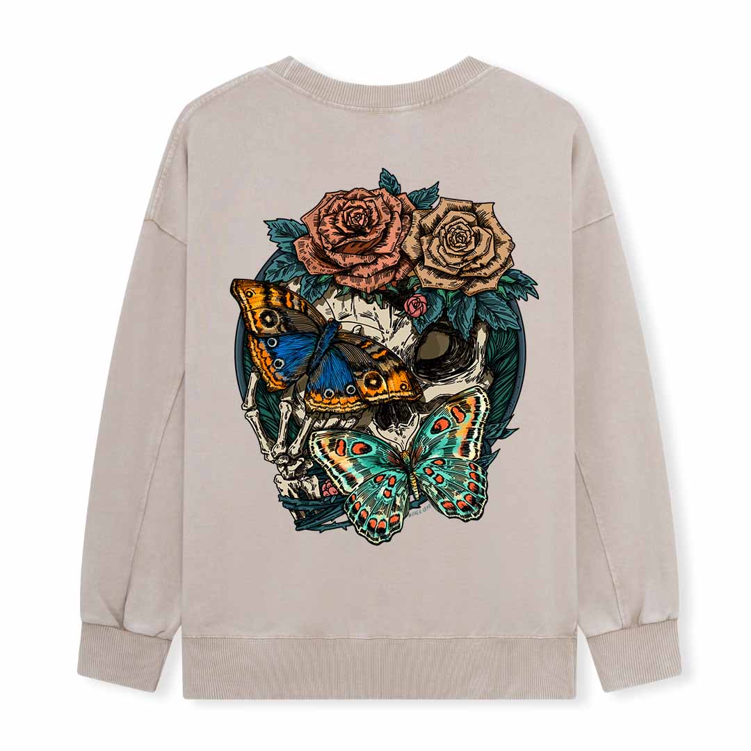 Floral Skull Washed Sweatshirt