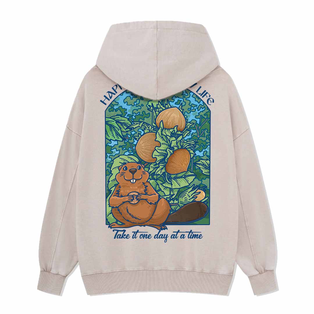 Happy Mind Happy Life Washed Hoodie