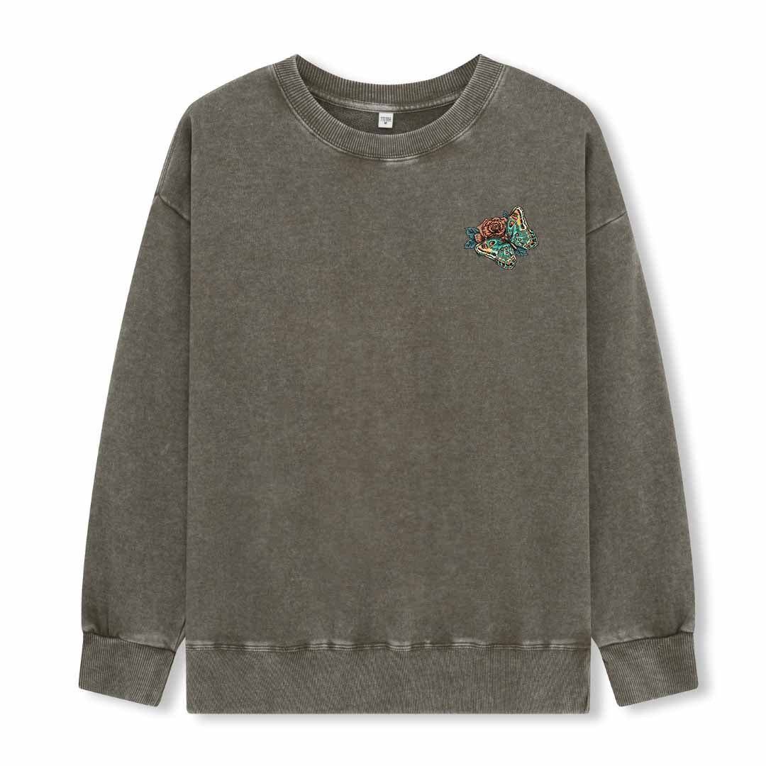 Floral Skull Washed Sweatshirt