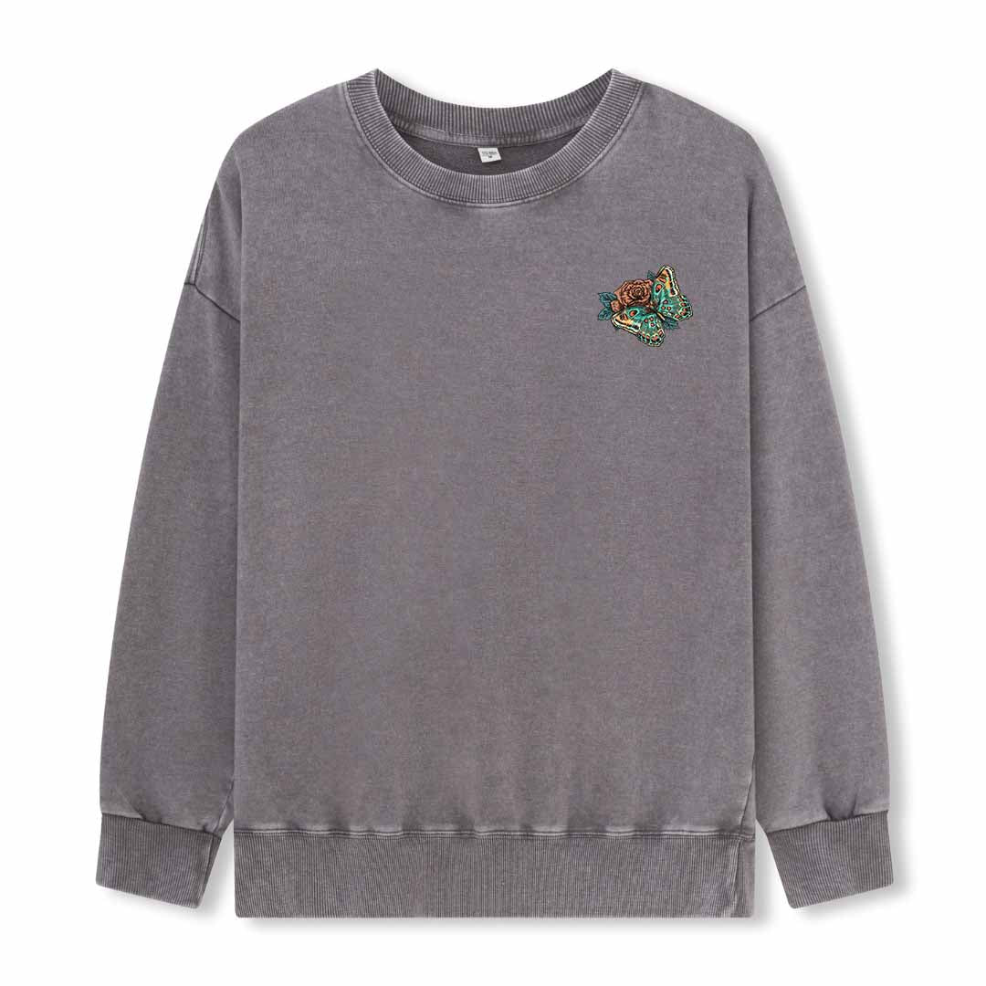 Floral Skull Washed Sweatshirt
