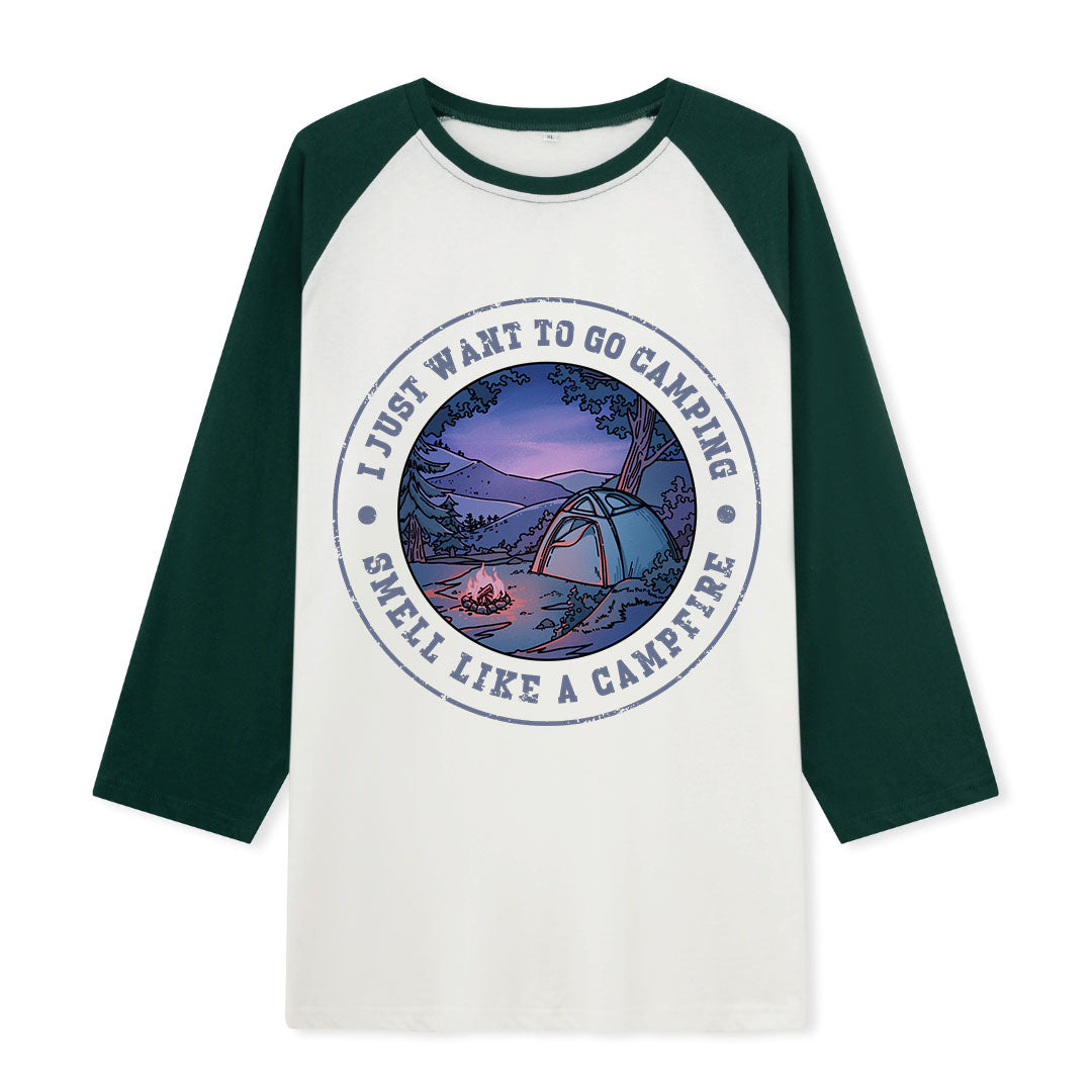 Just Want To Go Camping Raglan Long Sleeve Top