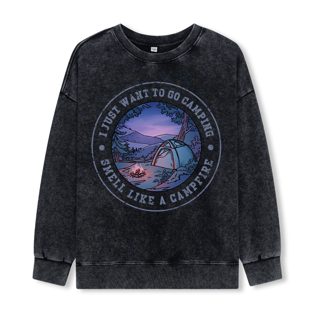 Just Want To Go Camping Washed Sweatshirt