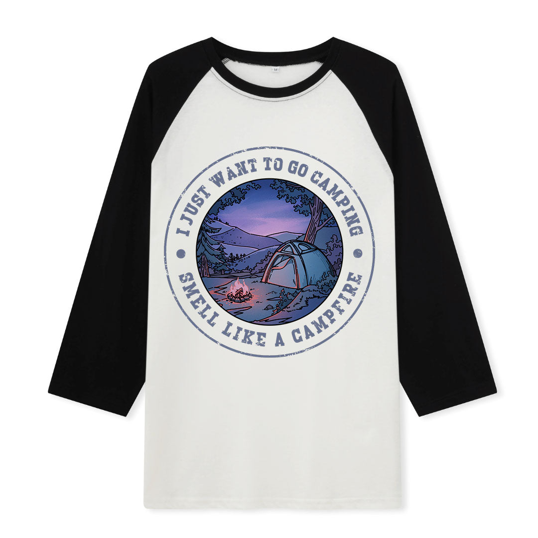 Just Want To Go Camping Raglan Long Sleeve Top