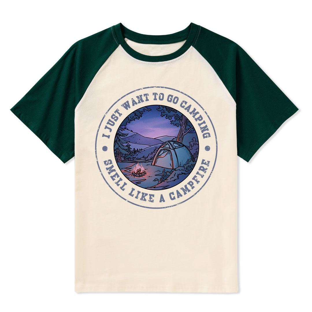 Just Want To Go Camping Raglan Short Sleeve Top