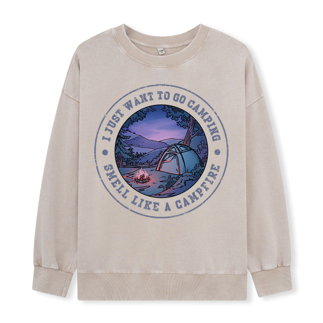 Just Want To Go Camping Washed Sweatshirt
