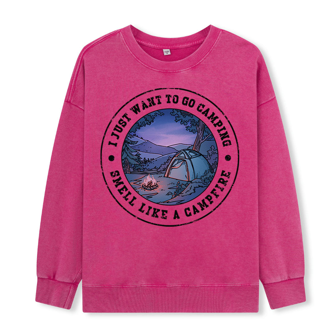 Just Want To Go Camping Washed Sweatshirt