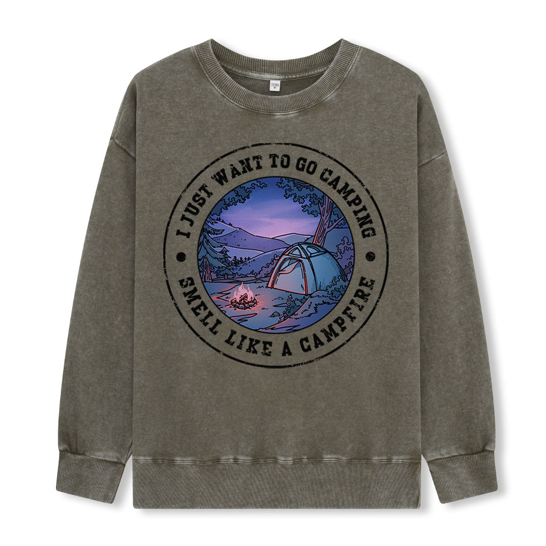 Just Want To Go Camping Washed Sweatshirt