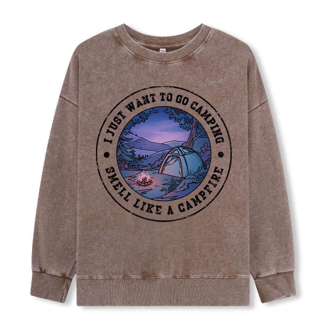 Just Want To Go Camping Washed Sweatshirt