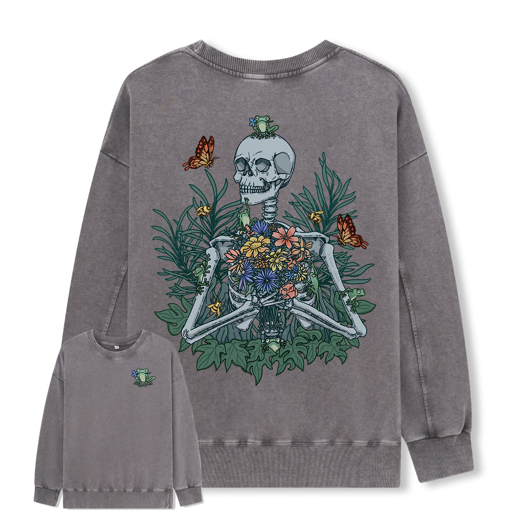Freeleaf Rebirth in Bloom Unisex Nature Inspired Washed Sweatshirt
