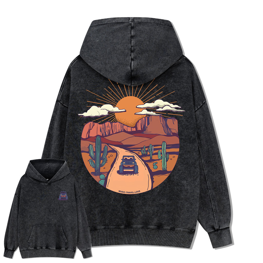 Go Hiking With Music Washed Hoodie