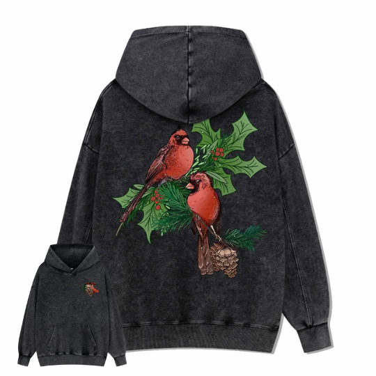 Christmas Cardinal Washed Hoodie