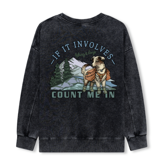 Hiking & Dogs Adventure Washed Sweatshirt