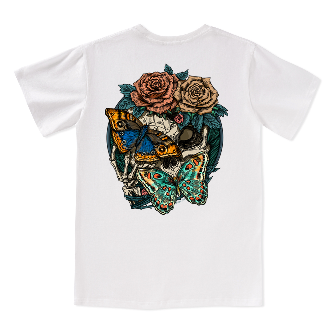 Floral Skull V-neck Tee