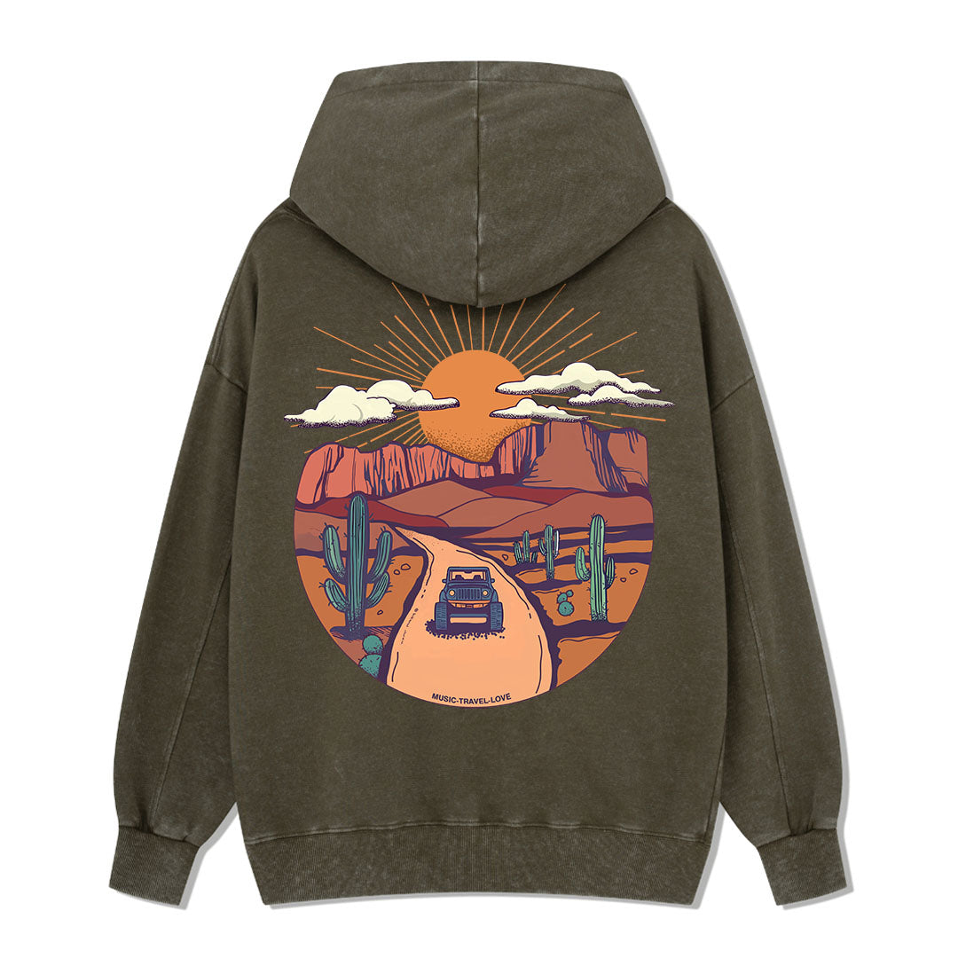 Go Hiking With Music Washed Hoodie