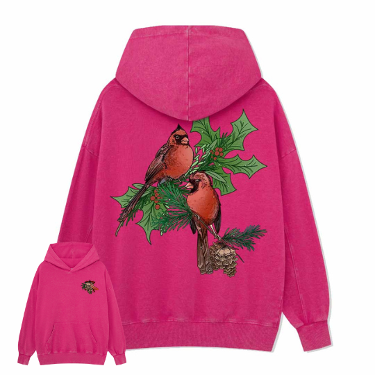 Christmas Cardinal Washed Hoodie
