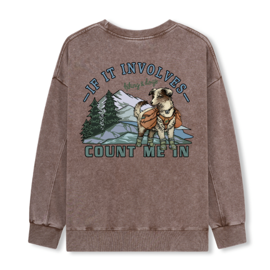 Hiking & Dogs Adventure Washed Sweatshirt