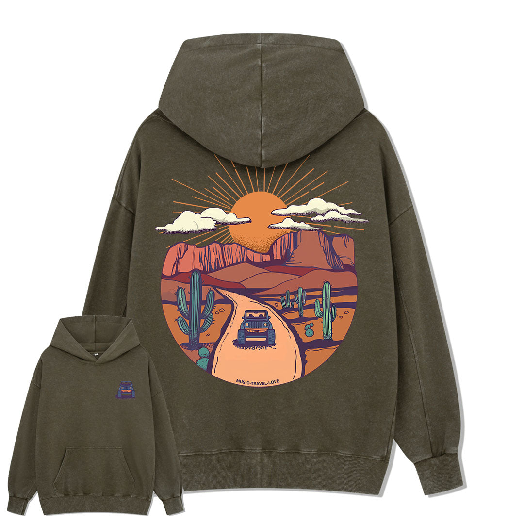 Go Hiking With Music Washed Hoodie