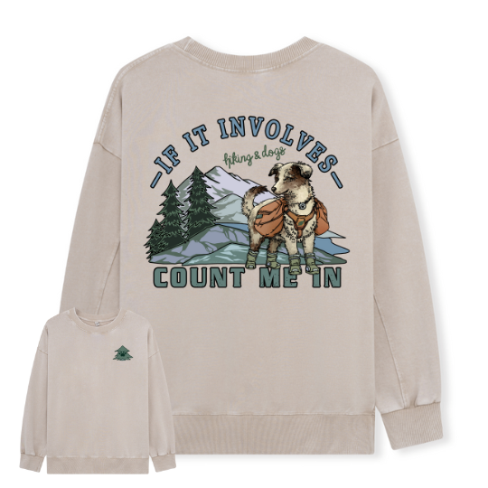 Hiking & Dogs Adventure Washed Sweatshirt