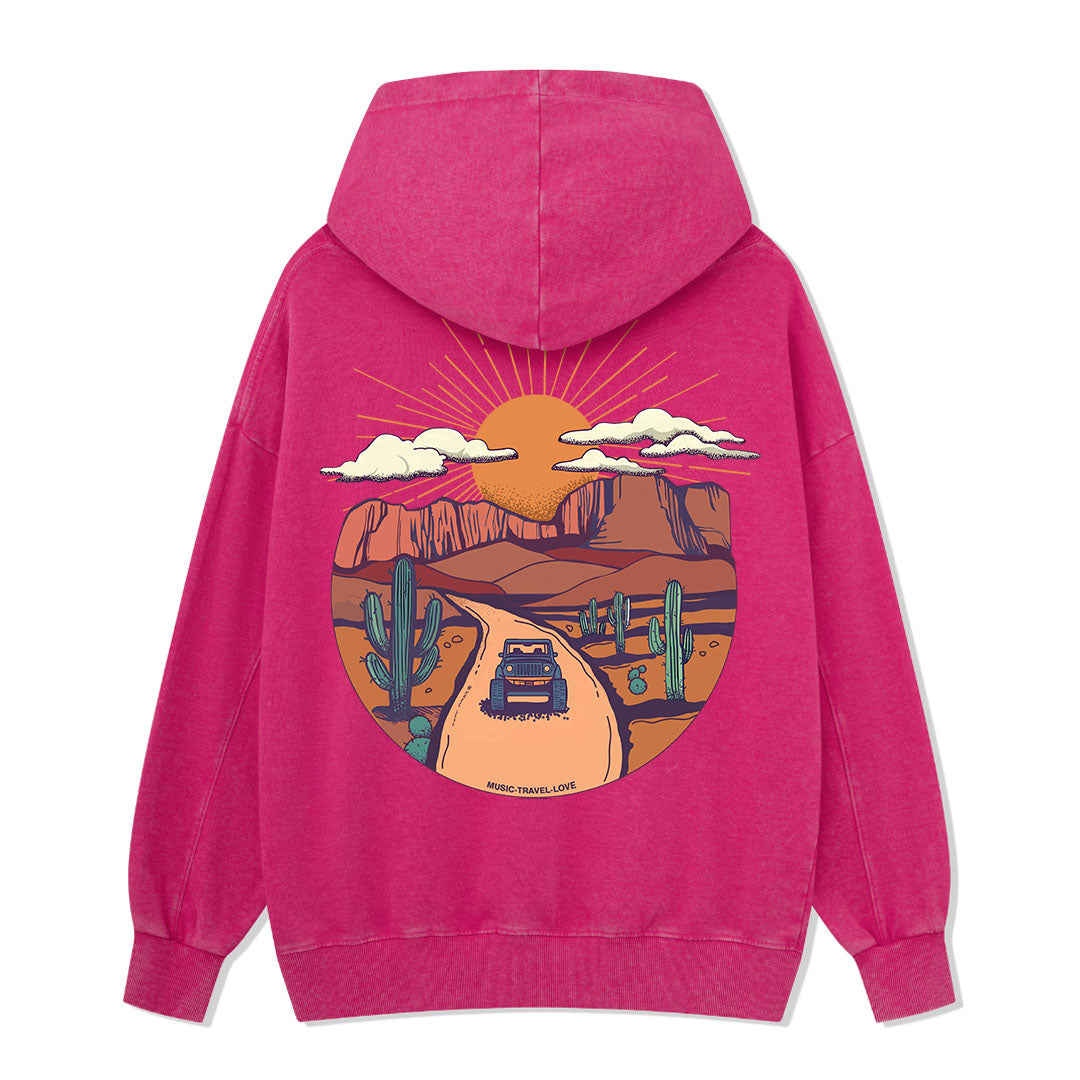 Go Hiking With Music Washed Hoodie
