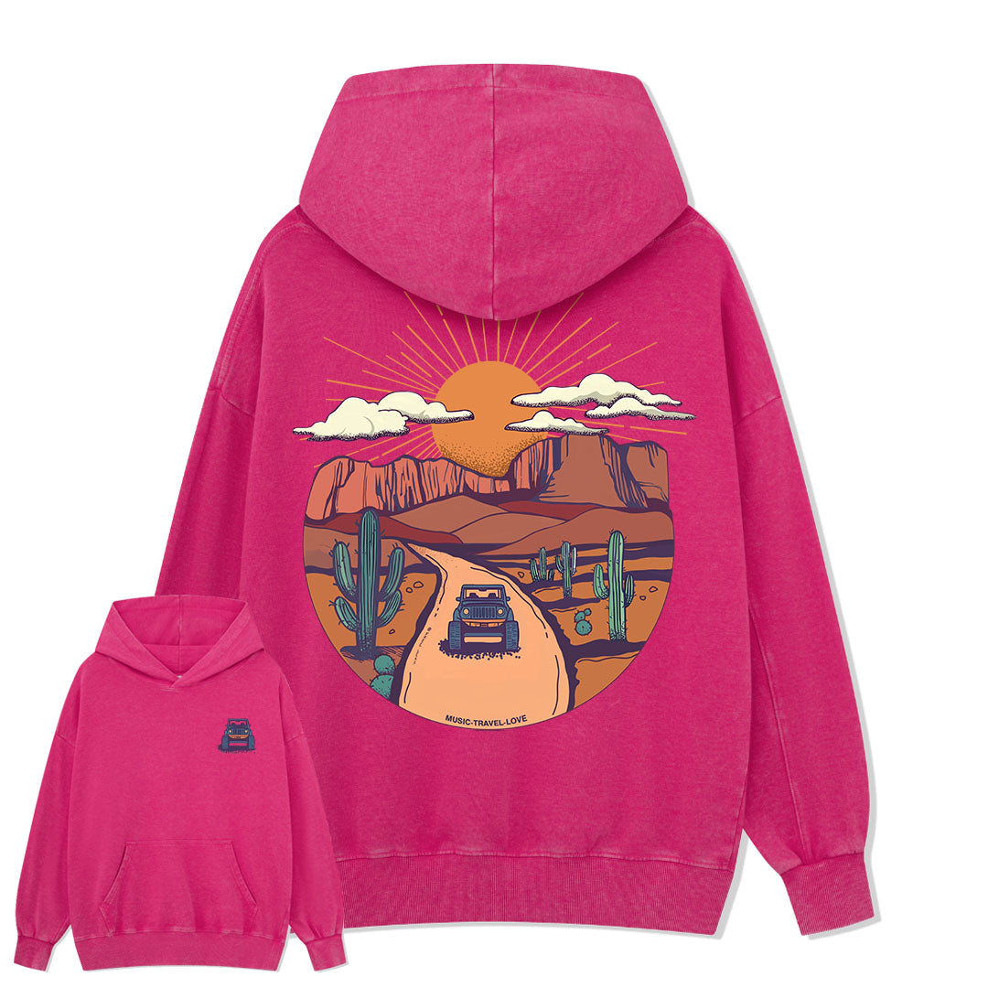 Go Hiking With Music Washed Hoodie