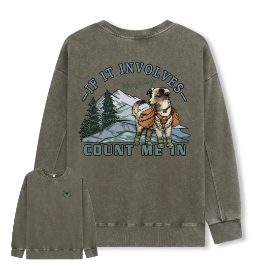 Hiking & Dogs Adventure Washed Sweatshirt