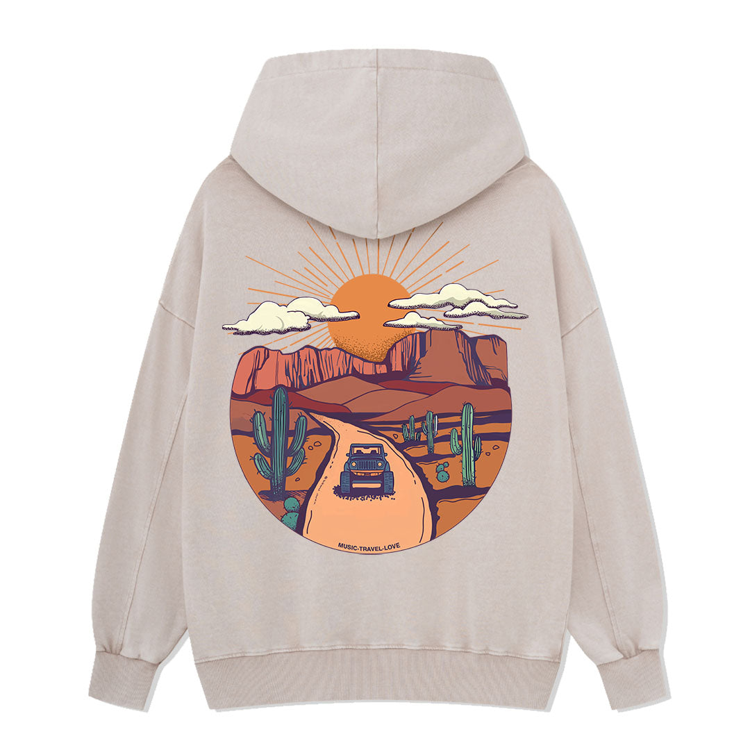 Go Hiking With Music Washed Hoodie