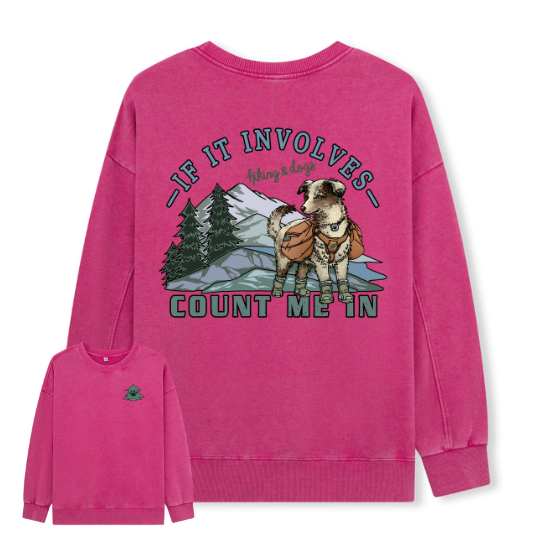 Hiking & Dogs Adventure Washed Sweatshirt