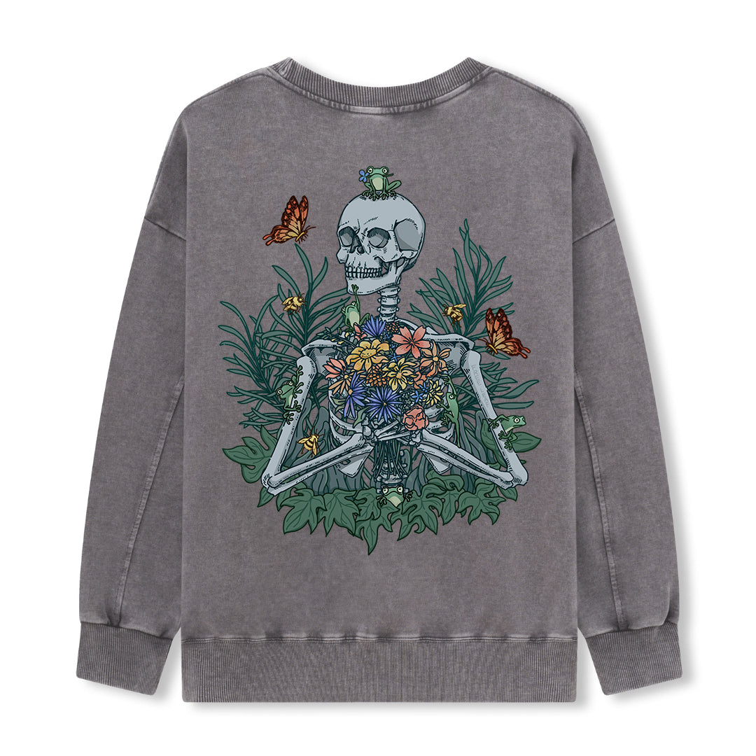 Freeleaf Rebirth in Bloom Unisex Nature Inspired Washed Sweatshirt