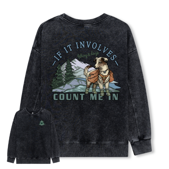 Hiking & Dogs Adventure Washed Sweatshirt