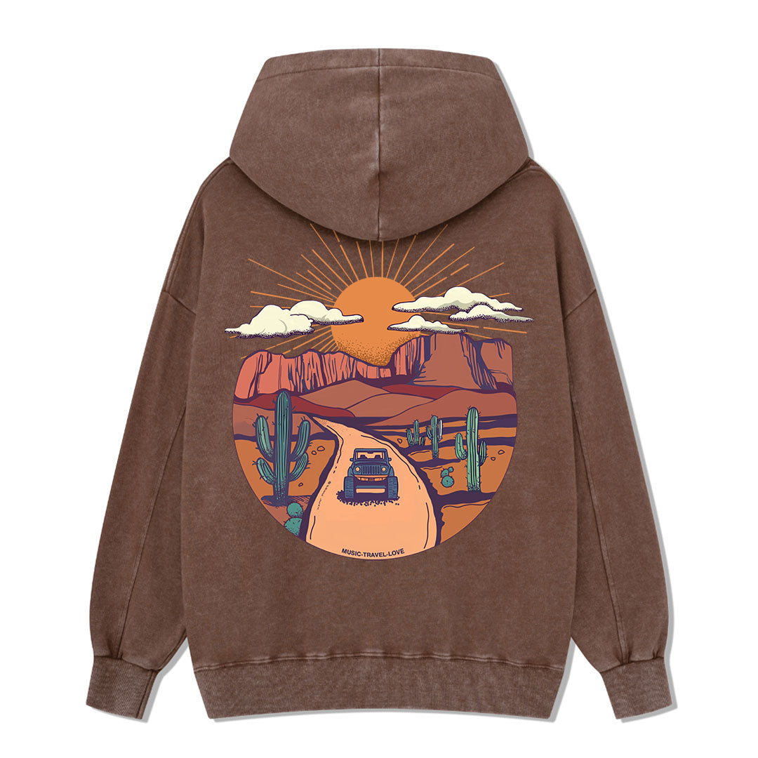 Go Hiking With Music Washed Hoodie