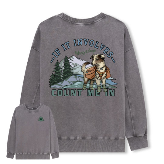 Hiking & Dogs Adventure Washed Sweatshirt