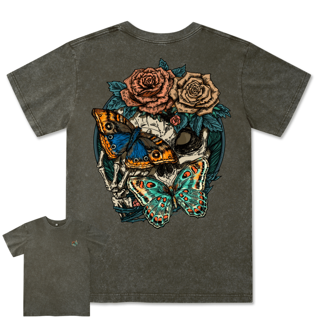 Floral Skull Washed Tee