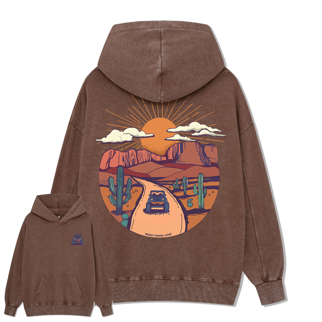 Go Hiking With Music Washed Hoodie