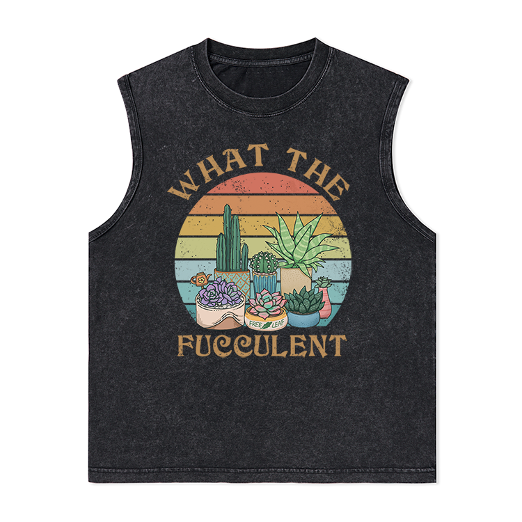 Freeleaf What the Fucculent Unisex Washed Tank Tops