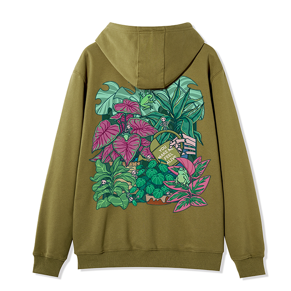 Freeleaf You Make Me Feel Alive Back-printed Unisex Nature Inspired Fleece Full-Zip Hoodie